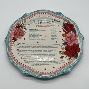 PIONEER WOMAN Cheerful Rose Stoneware Christmas Sharing Plate 12" Teal